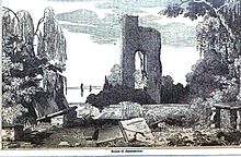 Tower of old Jamestown Church, ca 1639, shown in 1854 image, Wikimedia comons