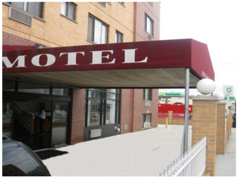 Hotel entrance with canopy